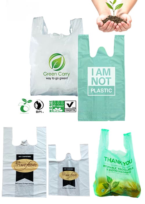 vente en gros sacs de t-shirt compostables en vrac