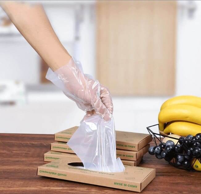Компостируеми ръкавици за приготвяне на храна от моноопаковки