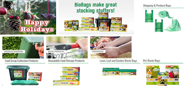 Начална страница на BioBag Americas, Inc