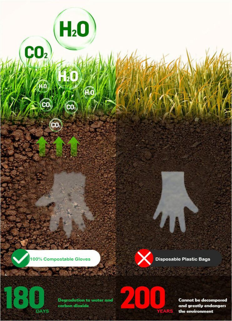 Rukavice za jednokratnu upotrebu za kompostiranje Uporedite sa plastičnim rukavicama za jednokratnu upotrebu